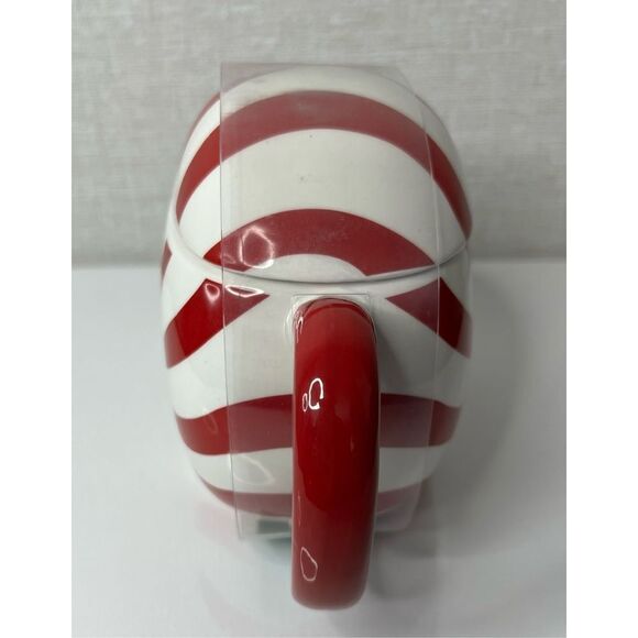 NWT Christmas Holiday Red and White Candy Cane Coffee Mug With Lid - Picture 2 of 4